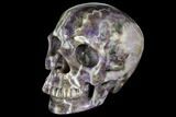 Realistic, Carved Chevron Amethyst Skull #150915-1